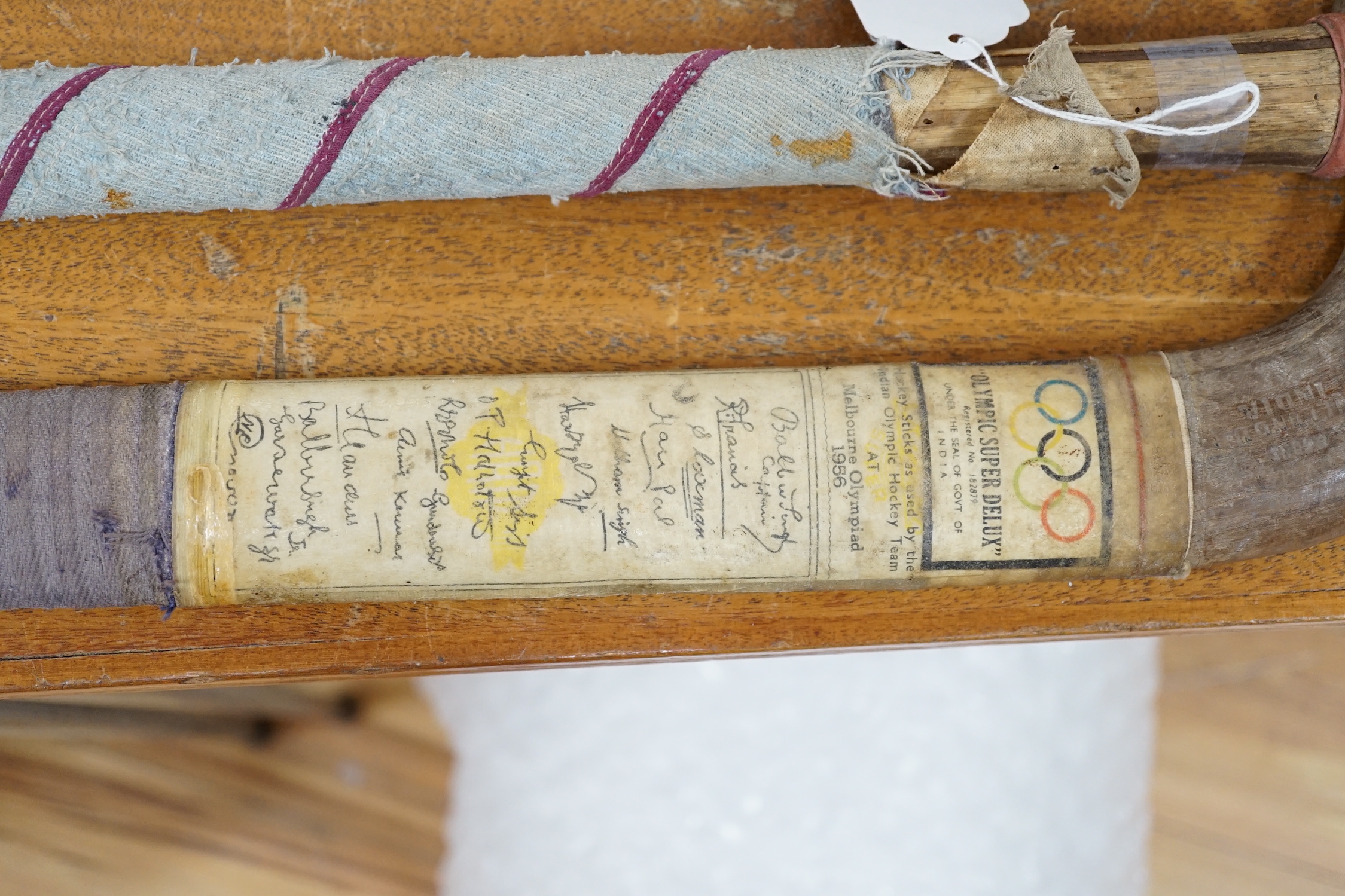 1956 signed Olympic hockey sticks, Indian team